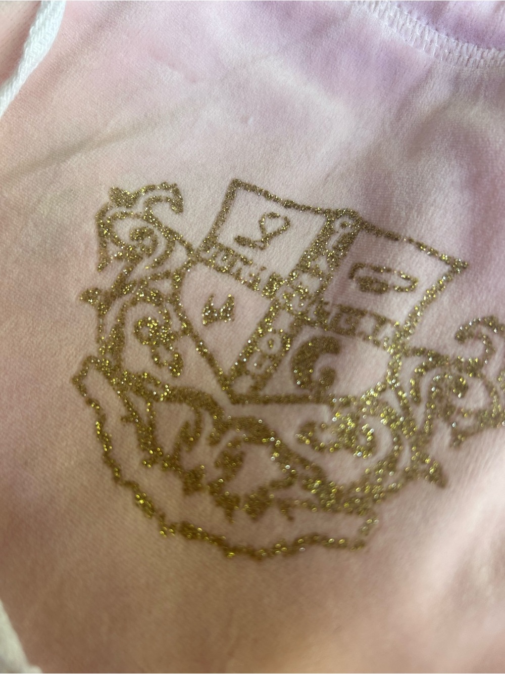 Pink Top with Gold Glitter Crest Detail